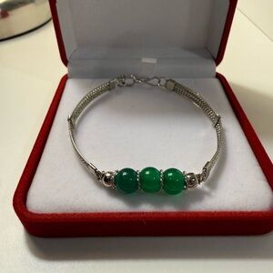 Peruvian Silver-Tone Green Aventurine Bracelet – NWOT